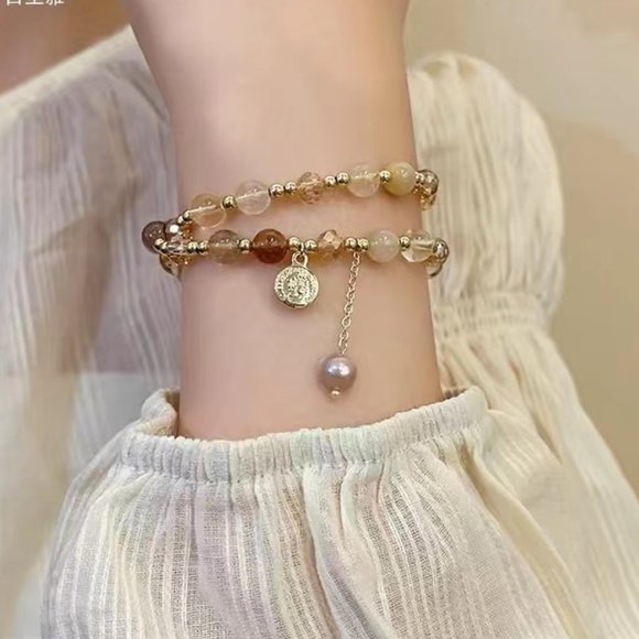 Double camellia beaded bracelet for lady - Picture 6 of 6